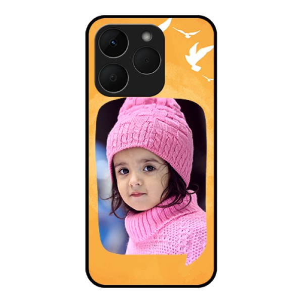 Realme Narzo 90 5G Custom Glass Phone Case - Water Color Design With Bird Icons Realme Narzo 90 5G Custom Glass Phone Case - Water Color Design With Bird Icons