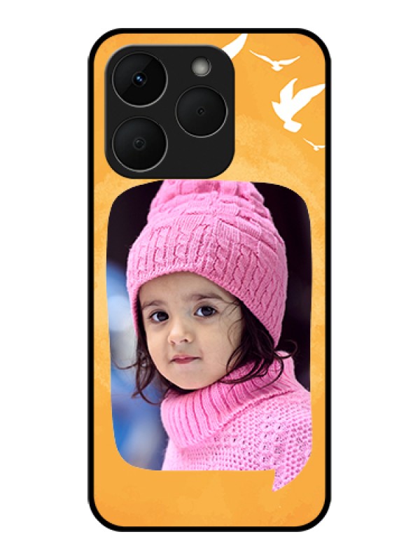 Custom Realme Narzo 90 5G Custom Glass Phone Case - Water Color Design With Bird Icons