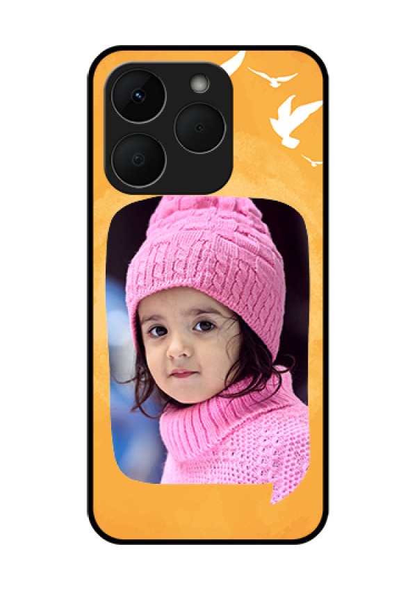 Realme Narzo 90 5G Custom Glass Phone Case - Water Color Design With Bird Icons