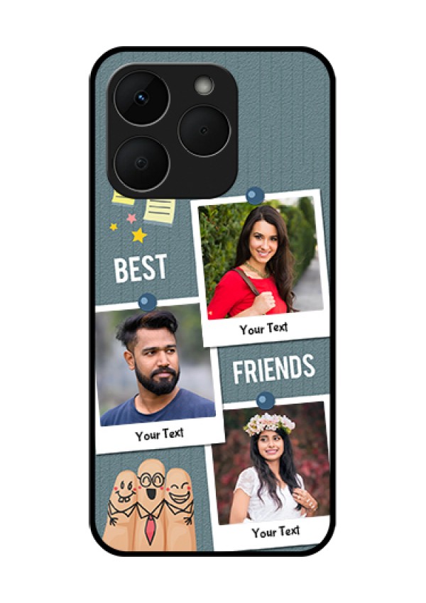 Realme Narzo 90 5G Custom Glass Phone Case - Sticky Frames And Friendship Design