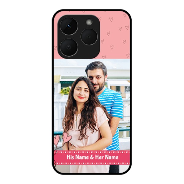 Realme Narzo 90 5G Custom Glass Phone Case - Love Design Peach Color Realme Narzo 90 5G Custom Glass Phone Case - Love Design Peach Color
