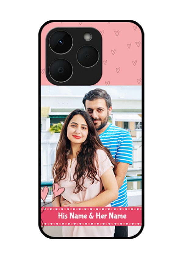Realme Narzo 90 5G Custom Glass Phone Case - Love Design Peach Color