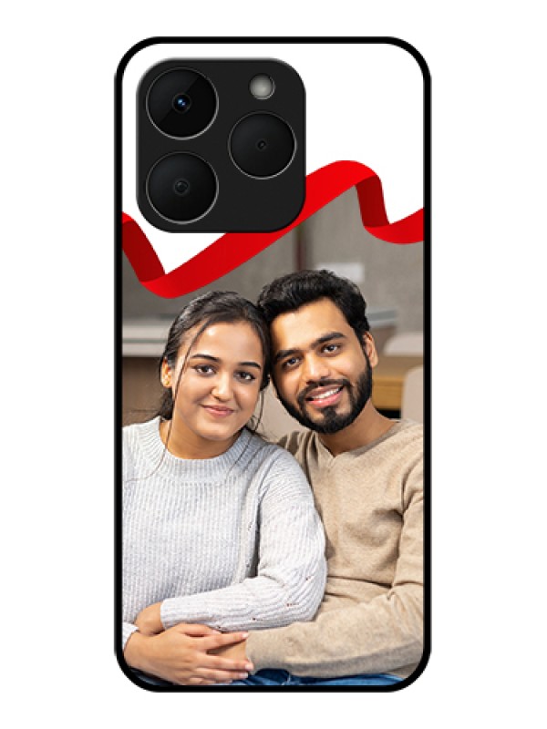 Custom Realme Narzo 90 5G Custom Glass Phone Case - Red Ribbon Frame Design