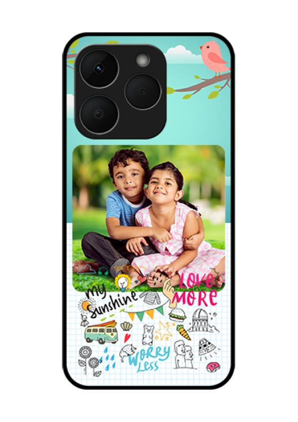 Realme Narzo 90 5G Custom Glass Phone Case - Doodle Love Design