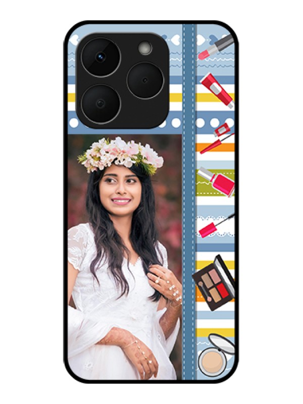 Custom Realme Narzo 90 5G Custom Glass Phone Case - Makeup Icons Design