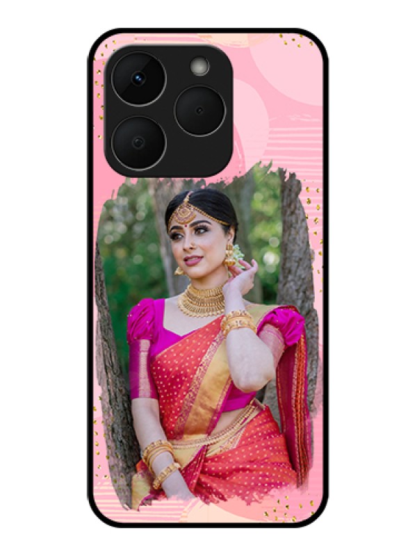 Custom Realme Narzo 90 5G Custom Glass Phone Case - Gold Glitter Splash Design