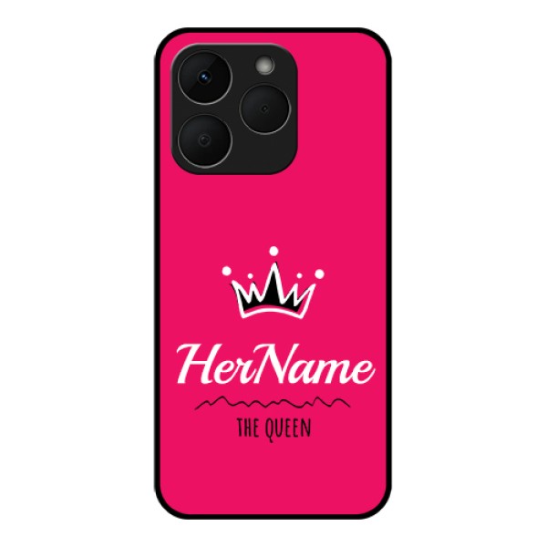 Realme Narzo 90 5G Custom Glass Phone Case - Queen With Name Design Realme Narzo 90 5G Custom Glass Phone Case - Queen With Name Design