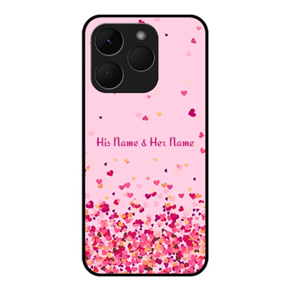 Realme Narzo 90 5G Custom Glass Phone Case - Floating Hearts Design Realme Narzo 90 5G Custom Glass Phone Case - Floating Hearts Design