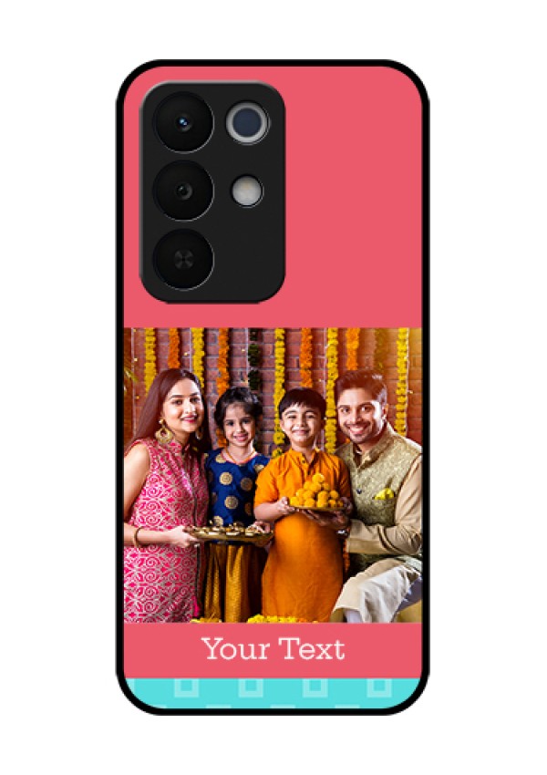 Realme Narzo 90X 5G Custom Glass Phone Case - Peach & Blue Color Design
