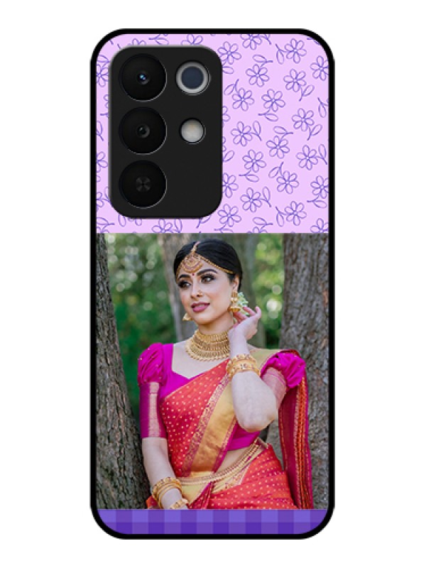 Custom Realme Narzo 90X 5G Custom Glass Phone Case - Purple Floral Design