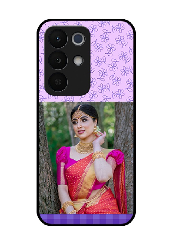 Realme Narzo 90X 5G Custom Glass Phone Case - Purple Floral Design
