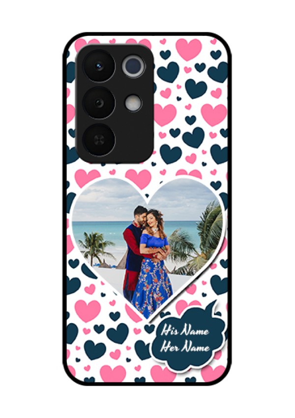 Realme Narzo 90X 5G Custom Glass Phone Case - Pink & Blue Heart Design