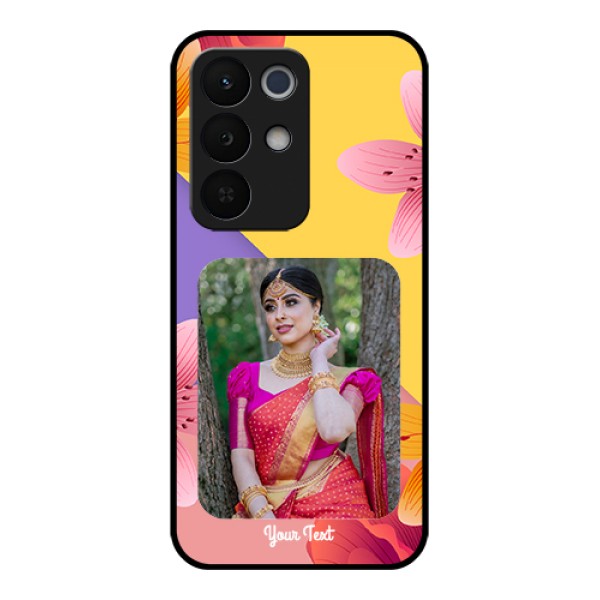 Realme Narzo 90X 5G Custom Glass Phone Case - 3 Image With Vintage Floral Design Realme Narzo 90X 5G Custom Glass Phone Case - 3 Image With Vintage Floral Design