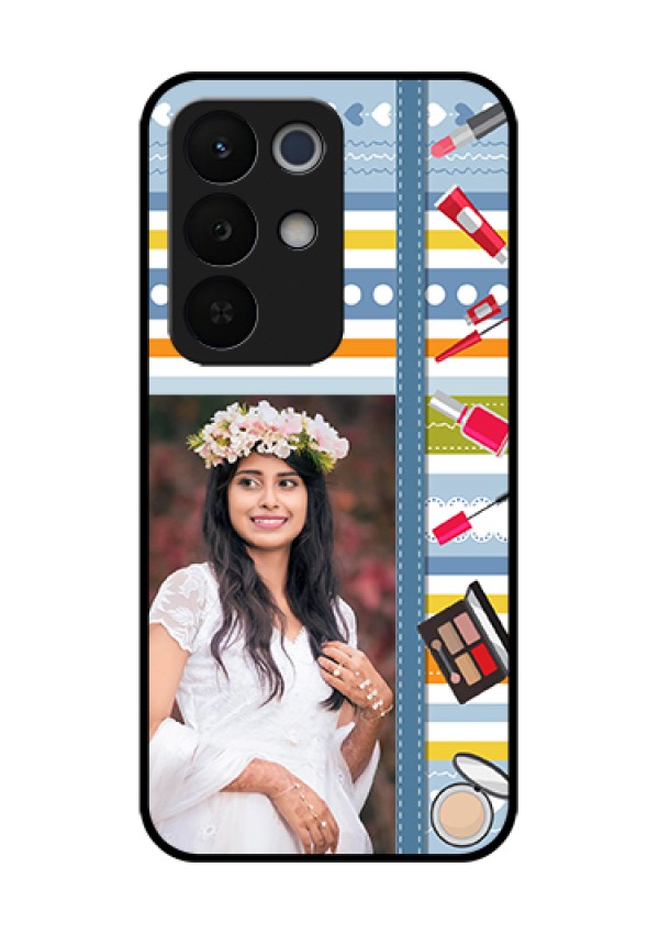 Realme Narzo 90X 5G Custom Glass Phone Case - Makeup Icons Design