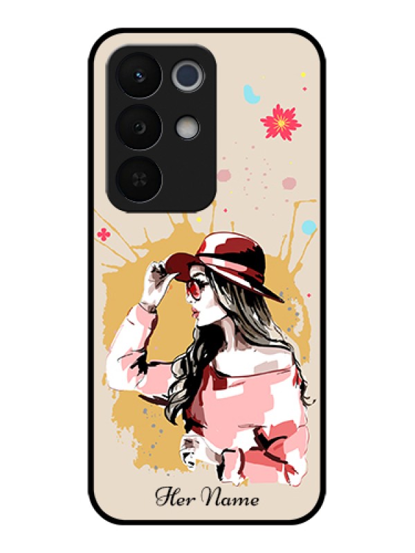 Custom Realme Narzo 90X 5G Custom Glass Phone Case - Women With Pink Hat Design