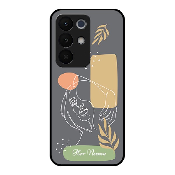 Realme Narzo 90X 5G Custom Glass Phone Case - Gazing Woman Line Art Design Realme Narzo 90X 5G Custom Glass Phone Case - Gazing Woman Line Art Design