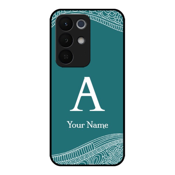 Realme Narzo 90X 5G Custom Glass Phone Case - Line Art Pattern With Custom Name Design Realme Narzo 90X 5G Custom Glass Phone Case - Line Art Pattern With Custom Name Design