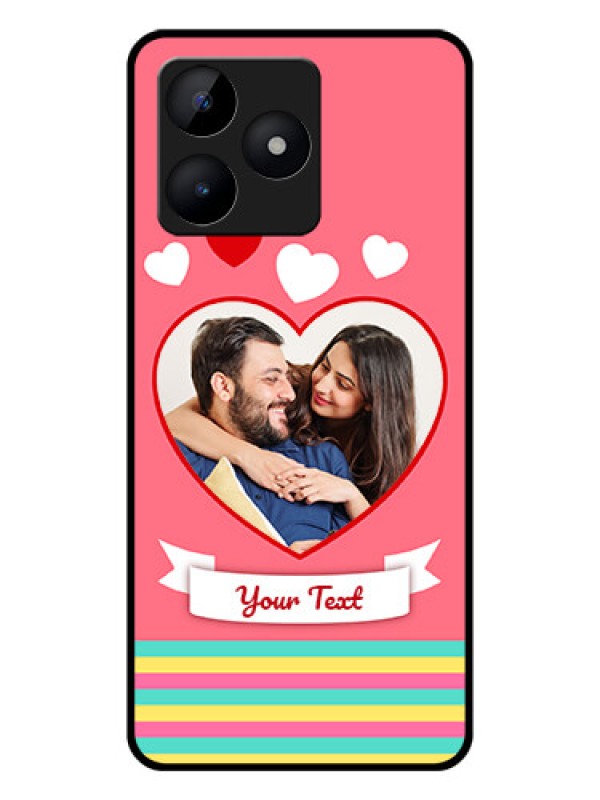 Custom Realme Narzo N53 Photo Printing on Glass Case - Love Doodle Design