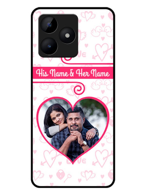 Custom Realme Narzo N53 Personalized Glass Phone Case - Heart Shape Love Design
