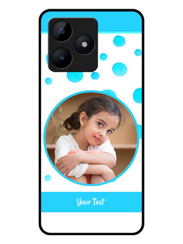 Custom Realme Narzo N53 Photo Printing on Glass Case - Blue Bubbles Pattern Design