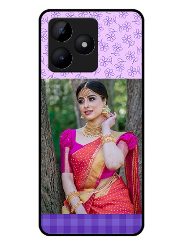 Custom Realme Narzo N53 Custom Glass Phone Case - Purple Floral Design
