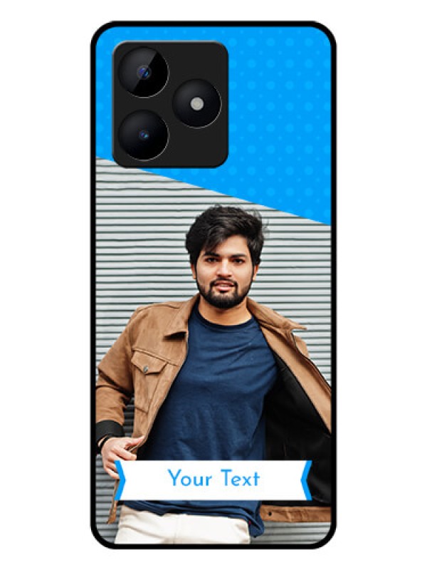 Custom Realme Narzo N53 Photo Printing on Glass Case - Simple Blue Color Design