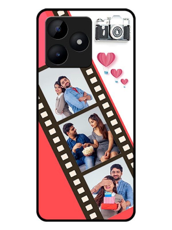 Custom Realme Narzo N53 Personalized Glass Phone Case - 3 Image Holder with Film Reel