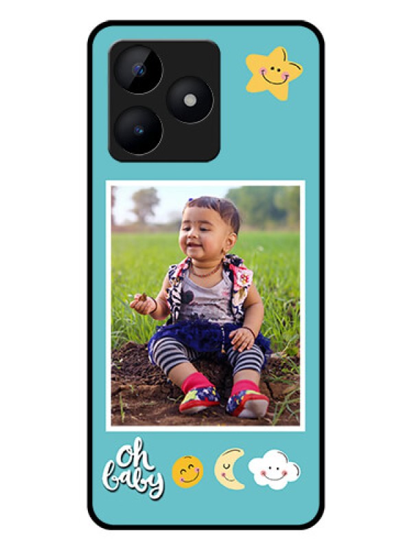 Custom Realme Narzo N53 Personalized Glass Phone Case - Smiley Kids Stars Design