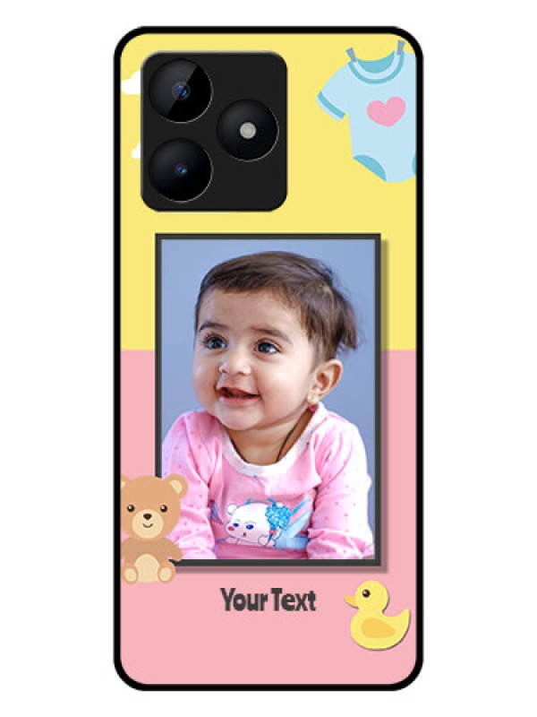 Custom Realme Narzo N53 Photo Printing on Glass Case - Kids 2 Color Design