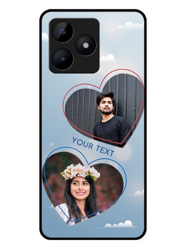 Custom Realme Narzo N53 Custom Glass Mobile Case - Blue Color Couple Design