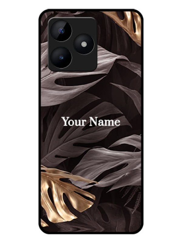 Custom Narzo N53 Personalised Glass Phone Case - Wild Leaves digital paint Design