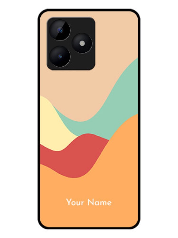Custom Narzo N53 Personalized Glass Phone Case - Ocean Waves Multi-colour Design