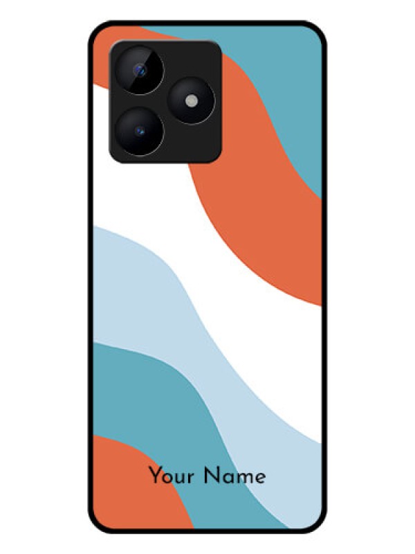 Custom Narzo N53 Custom Glass Mobile Case - coloured Waves Design