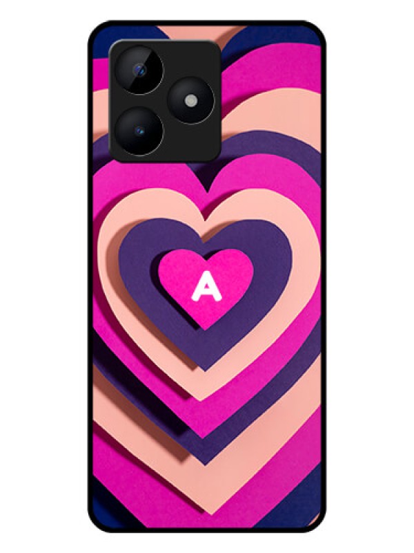 Custom Narzo N53 Custom Glass Mobile Case - Cute Heart Pattern Design
