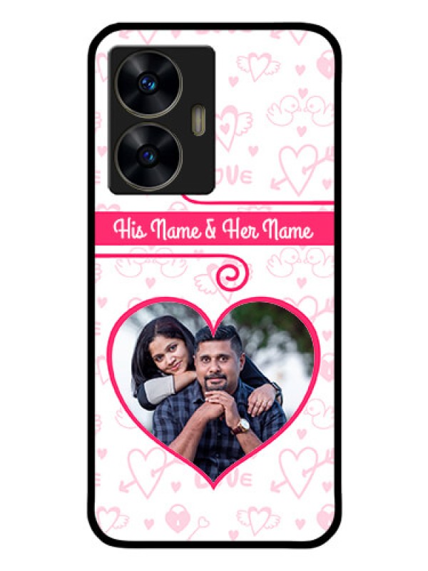 Custom Realme Narzo N55 Personalized Glass Phone Case - Heart Shape Love Design