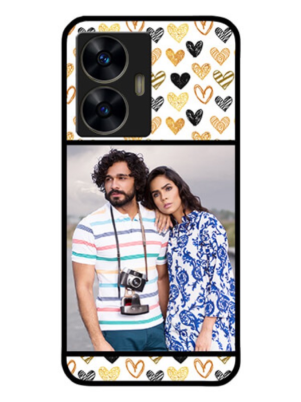 Custom Realme Narzo N55 Photo Printing on Glass Case - Love Symbol Design
