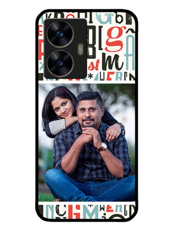 Custom Realme Narzo N55 Personalized Glass Phone Case - Alphabet Design