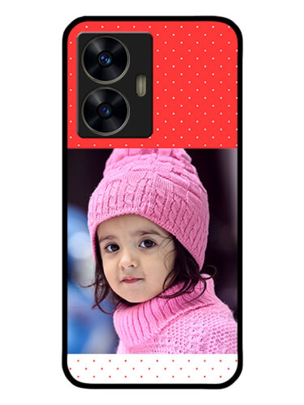 Custom Realme Narzo N55 Photo Printing on Glass Case - Red Pattern Design