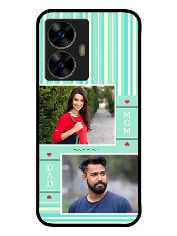 Custom Realme Narzo N55 Custom Glass Phone Case - Mom & Dad Pic Design