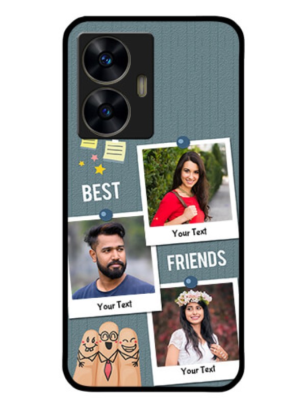 Custom Realme Narzo N55 Personalized Glass Phone Case - Sticky Frames and Friendship Design