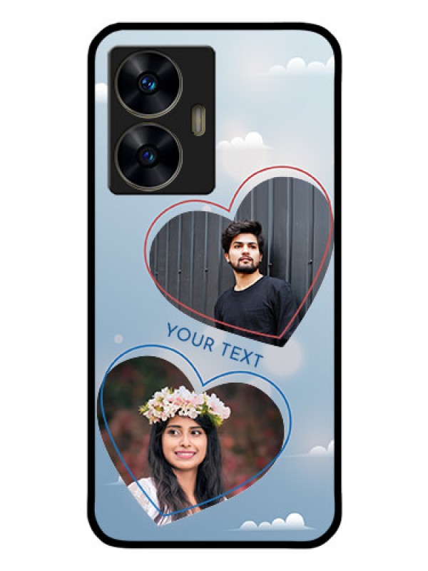 Custom Realme Narzo N55 Custom Glass Mobile Case - Blue Color Couple Design