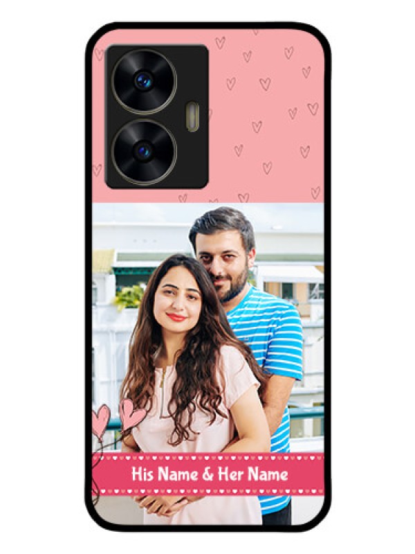 Custom Realme Narzo N55 Personalized Glass Phone Case - Love Design Peach Color