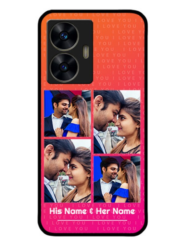 Custom Realme Narzo N55 Custom Glass Phone Case - I Love You Pink Design