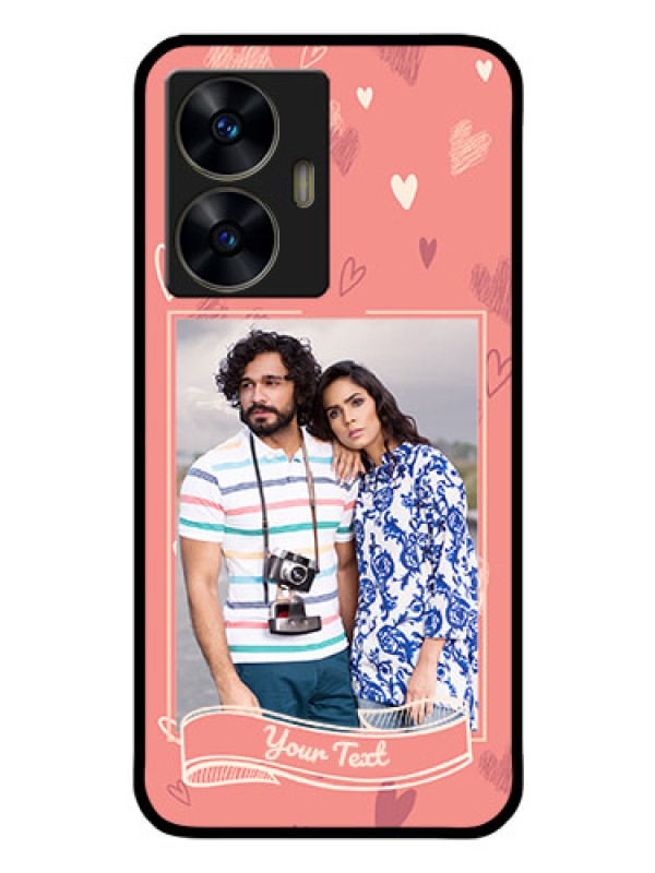 Custom Realme Narzo N55 Custom Glass Phone Case - Love doodle art Design