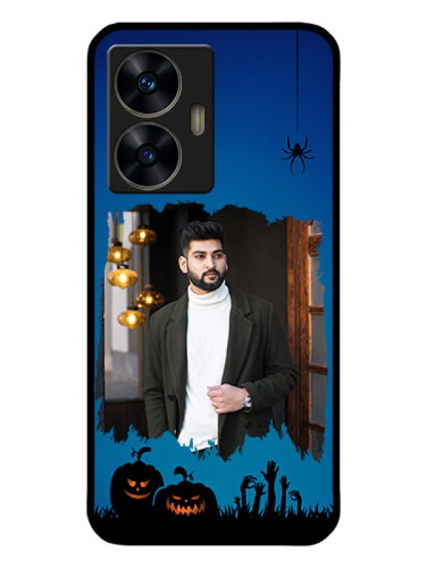 Custom Realme Narzo N55 Photo Printing on Glass Case - with pro Halloween design