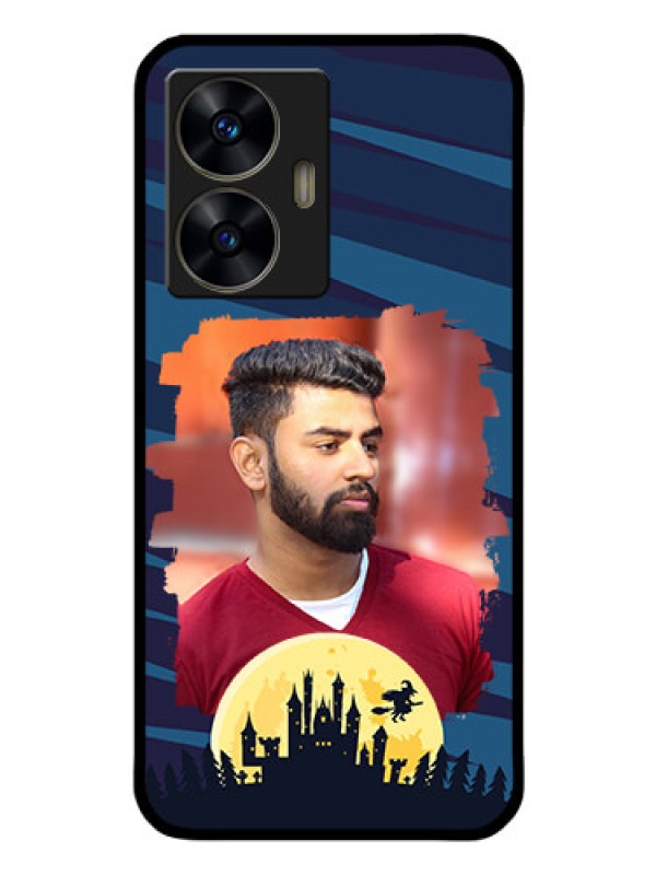 Custom Realme Narzo N55 Photo Printing on Glass Case - Halloween Witch Design