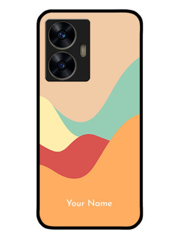 Custom Narzo N55 Personalized Glass Phone Case - Ocean Waves Multi-colour Design