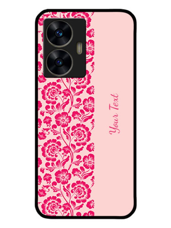 Custom Narzo N55 Custom Glass Phone Case - Attractive Floral Pattern Design