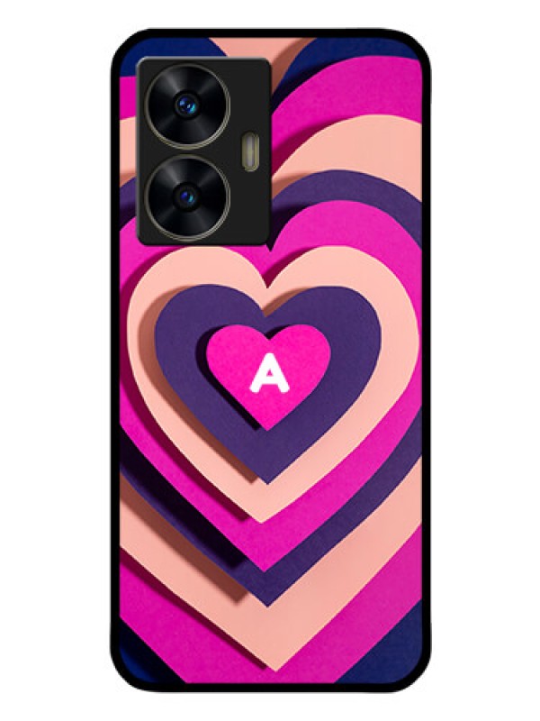 Custom Narzo N55 Custom Glass Mobile Case - Cute Heart Pattern Design