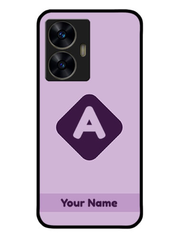 Custom Narzo N55 Custom Glass Mobile Case - Custom Letter in curved badge Design